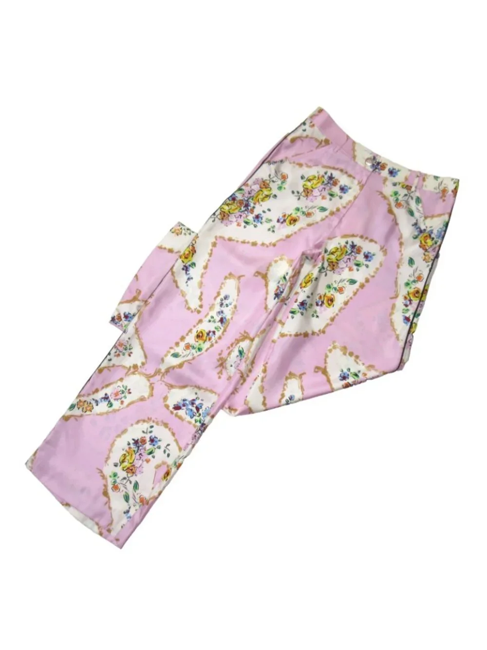 NWT Tory Burch Silk Cargo Pant in Pink Porcelain Floral Wide Leg Pants 4